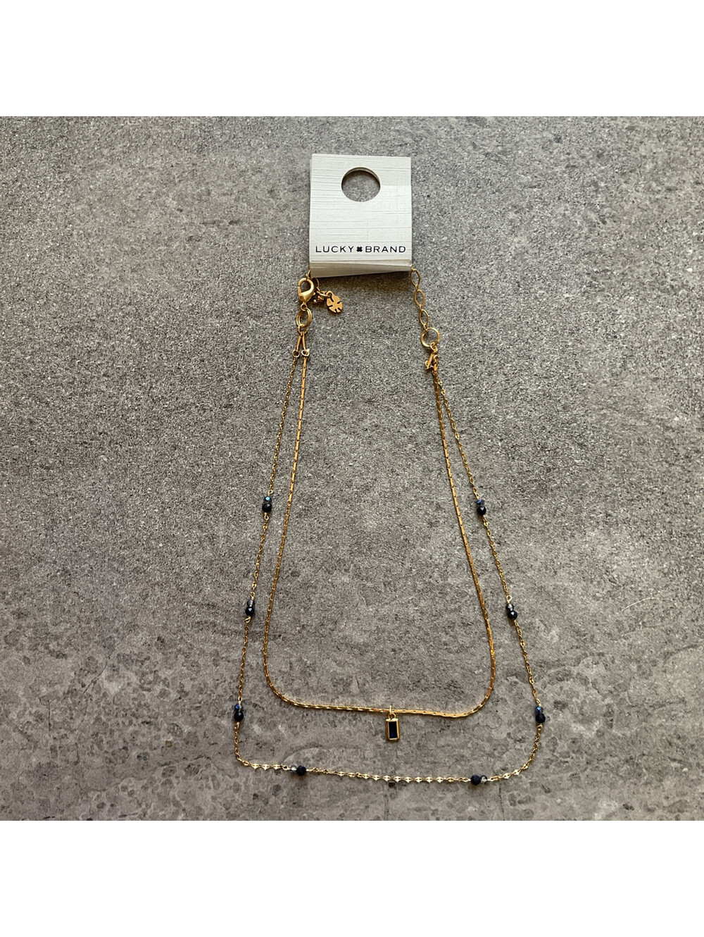 Luckey Brand Womens Gold Tone Necklace With Blue Accents New With Tags